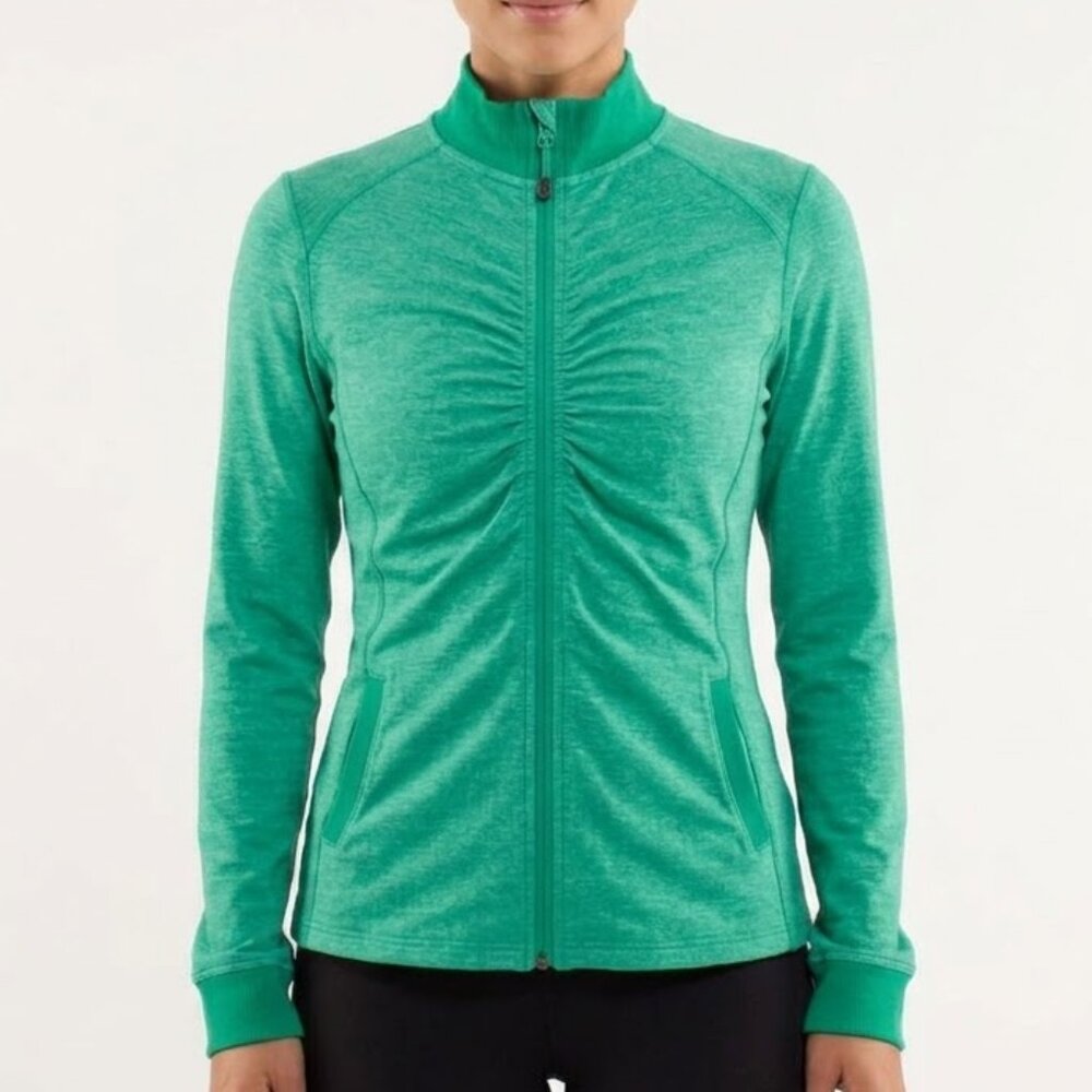 PGA TOUR Women's Green Space Dye Full Zip Ruched Golf Jacket Medium